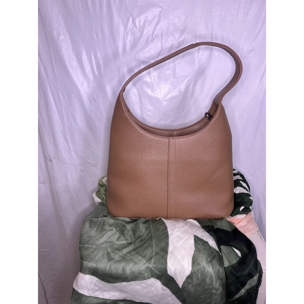 Hobo Bag Purse Brown Pebbled‎ Leather Inside Pockets Locket